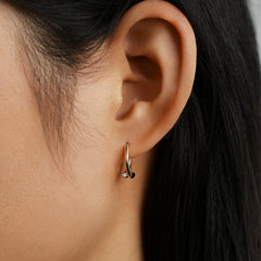 Essential 14K Diamond Oval Huggie Earrings