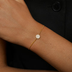 Smiley 14K Gold Pavé Diamond Bracelet