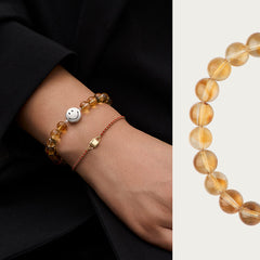 Smiley Silver Yellow Crystal Beaded Bracelet