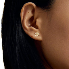 Smiley Sunflower Diamond Gold Earrings