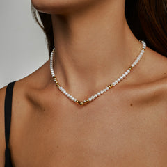 Smiley Gold Vermeil Mixed Bead Pearl Necklace