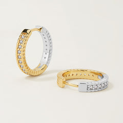 Unlock Marks Two-Tone Pavé U Hoop Earrings