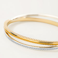Unlock Marks Silver Two-Tone Twisted Bangle