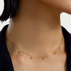 Moment 18K Diamond Personalise Letters Necklace(Brand Font)