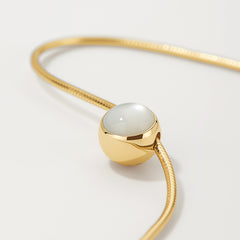 Smiley Gold Vermeil Mother-of-Pearl Snake Chain Necklace