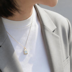 Unlock Amulet 9K Gold Mother-of-Pearl Initial Necklace