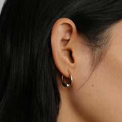 Essential 14K Diamond Oval Huggie Earrings
