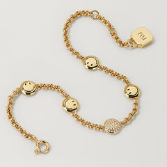 Smiley Gold Vermeil Double Layer Bracelet