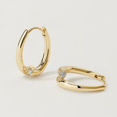 Essential 14K Diamond Oval Huggie Earrings