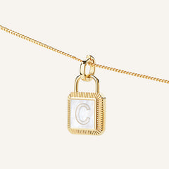 Unlock Amulet 9K Gold Mother-of-Pearl Initial Necklace