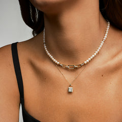 Essential Gold Vermeil Alternating Pearl & Chain Necklace