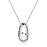 Smiley Silver Teardrop Necklace