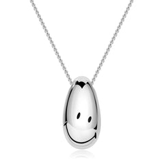 Smiley Silver Teardrop Necklace