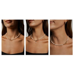 Essential Gold Vermeil Alternating Pearl & Chain Necklace