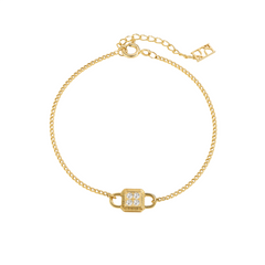 Unlock 18K Diamond Lock Gold Bracelet