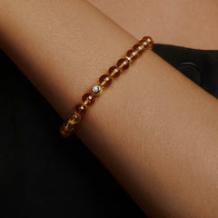 Smiley 9K Gold Citrine Crystal Bracelet