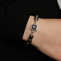 Unlock Amulet Silver Obsidian Energy Bracelet