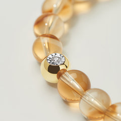 Smiley 9K Gold Citrine Crystal Bracelet