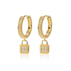 Unlock 18K Diamond Lock Gold Earring