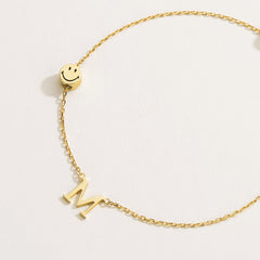 Smiley Gold Bead Letter Bracelet