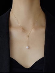 SMILEY 18K Akoya Pearl Gold Y Chain Necklace