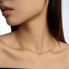 Shine Garnet Gemstone Gold Chain Necklace