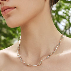 Smiley® Daisy Heart Silver Wave Teardrop Necklace