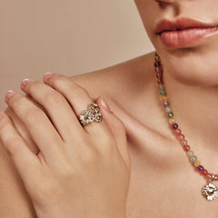 Smiley® Daisy Heart Silver Two-Tone Triple Flower Ring