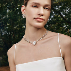 Smiley® Daisy Heart Silver Luxury Necklace