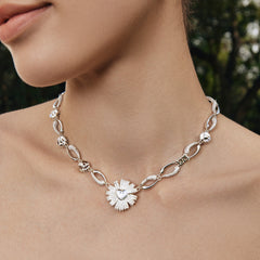 Smiley® Daisy Heart Silver Luxury Necklace