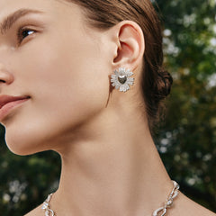 Smiley® Daisy Heart Silver Luxury Stud Earring