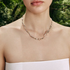 Smiley® Daisy Heart Silver Wave Teardrop Necklace