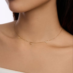 Moment 18K Diamond Personalise Letters Necklace(Brand Font)