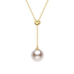 SMILEY 18K Akoya Pearl Gold Y Chain Necklace