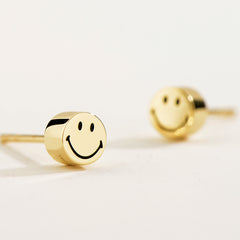 Smiley Charm Gold Earrings