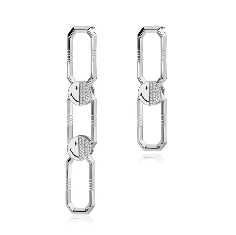 Smiley-Silver Oliver Detachable Link Earrings