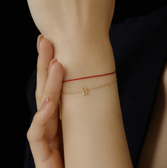 Moment 18K Dimond Alphabet Double Red String Bracelet