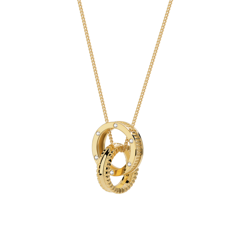 Unlock Marks-18K Diamond Double Ring Gold Necklace