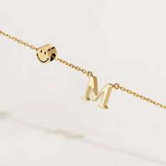 Moment SMILEY® 18K Smiley Bead Personalized Letter Necklace