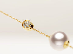 SMILEY 18K Diamond Bead Akoya Gold Necklace