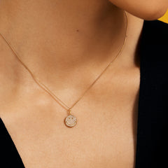 Smiley 18K Diamond Engravable Necklace