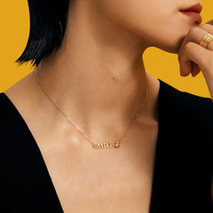 Smiley Moment Nameplate Gold Necklace