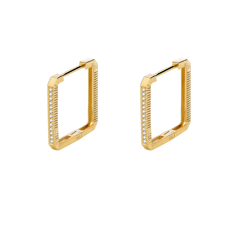 Unlock Marks-18K Diamond Stripe Gold Earring