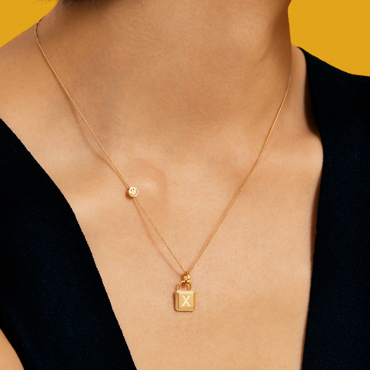 KKLUExSMILEY® Unlock Gold Bead Personalized Necklace