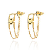 Smiley 18K Chain Earrings