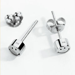 Smiley Platinum Charm Earrings