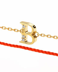 Moment 18K Dimond Alphabet Double Red String Bracelet