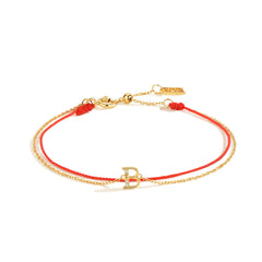 Moment 18K Dimond Alphabet Double Red String Bracelet