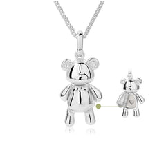 Teddy Silver Opening Bear Necklace