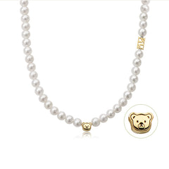 Teddy 18K Gold Bear Pearl Choker Necklace